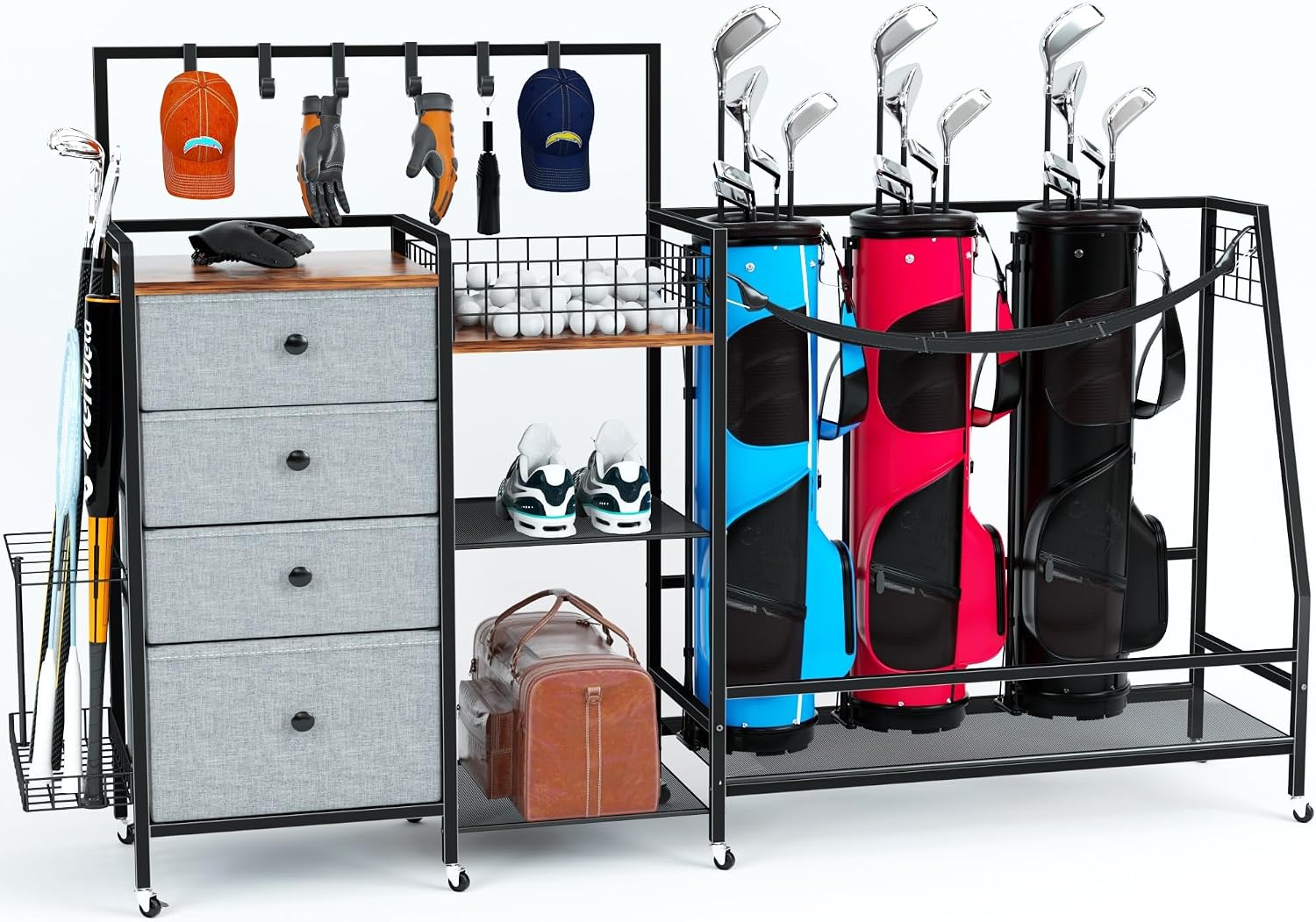 Golf Equipment Garage Storage - Extra Large Golf Bag Storage Rack