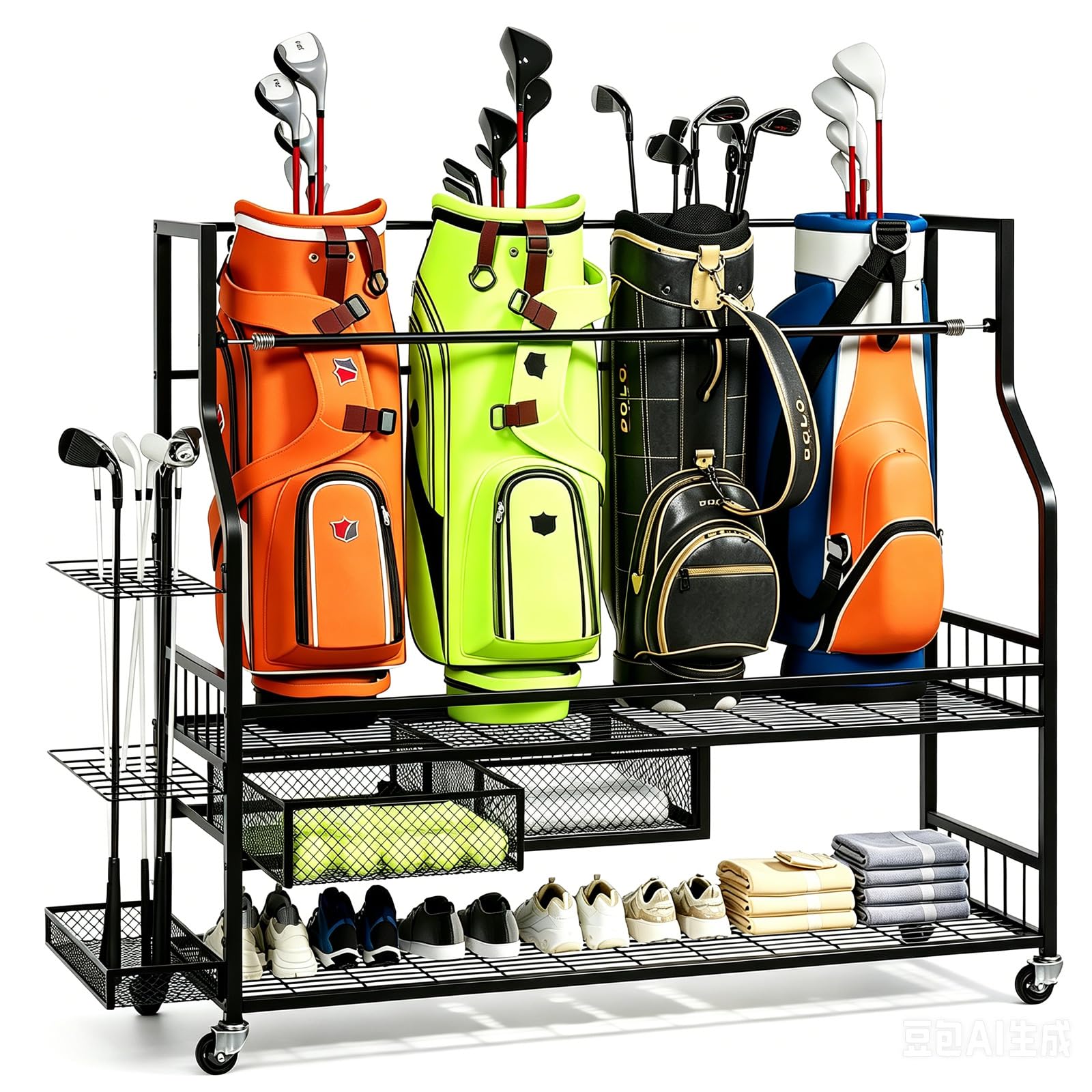 Golf Equipment Garage Storage - Golf Bag Storage Organizer for Garage,Heavy-Duty