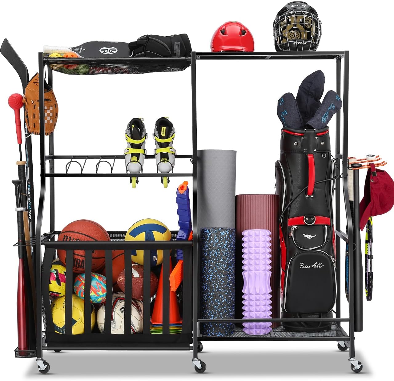 Golf Equipment Garage Storage - Garage Sports Equipment Organizer With Wheels