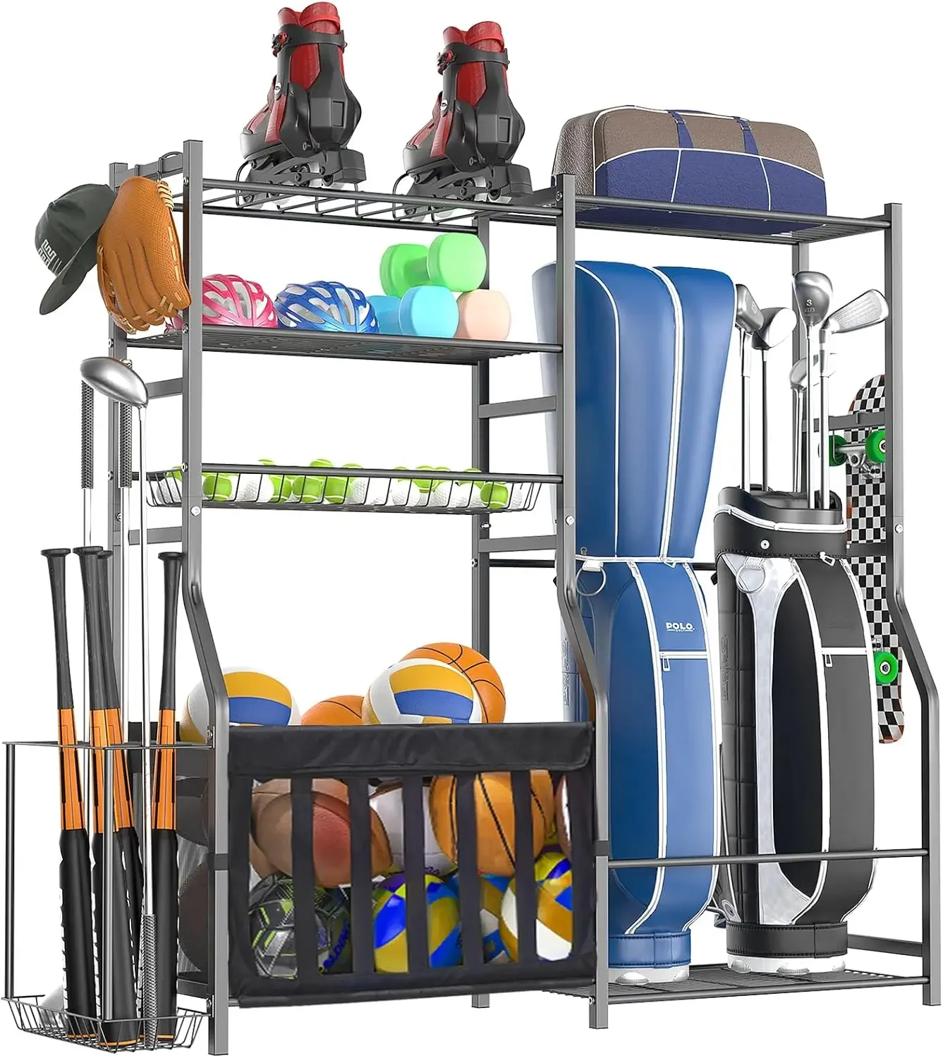 Golf Equipment Garage Storage - Heavy Duty Garage Sports Equipment Organizer