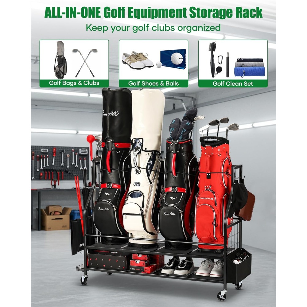 Golf Bag Storage Rack on Wheel - Golf Equipment Garage Storage review and price