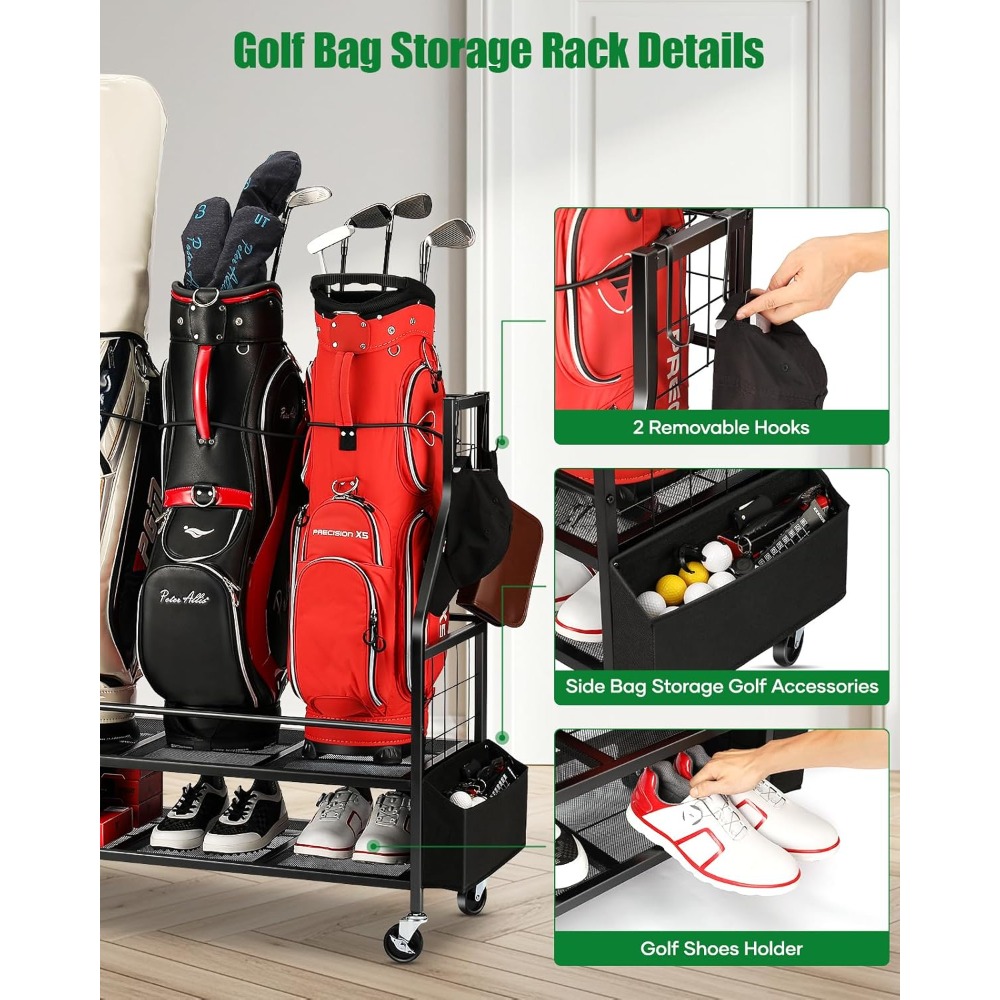 Golf Bag Storage Rack on Wheel - Golf Equipment Garage Storage review and price