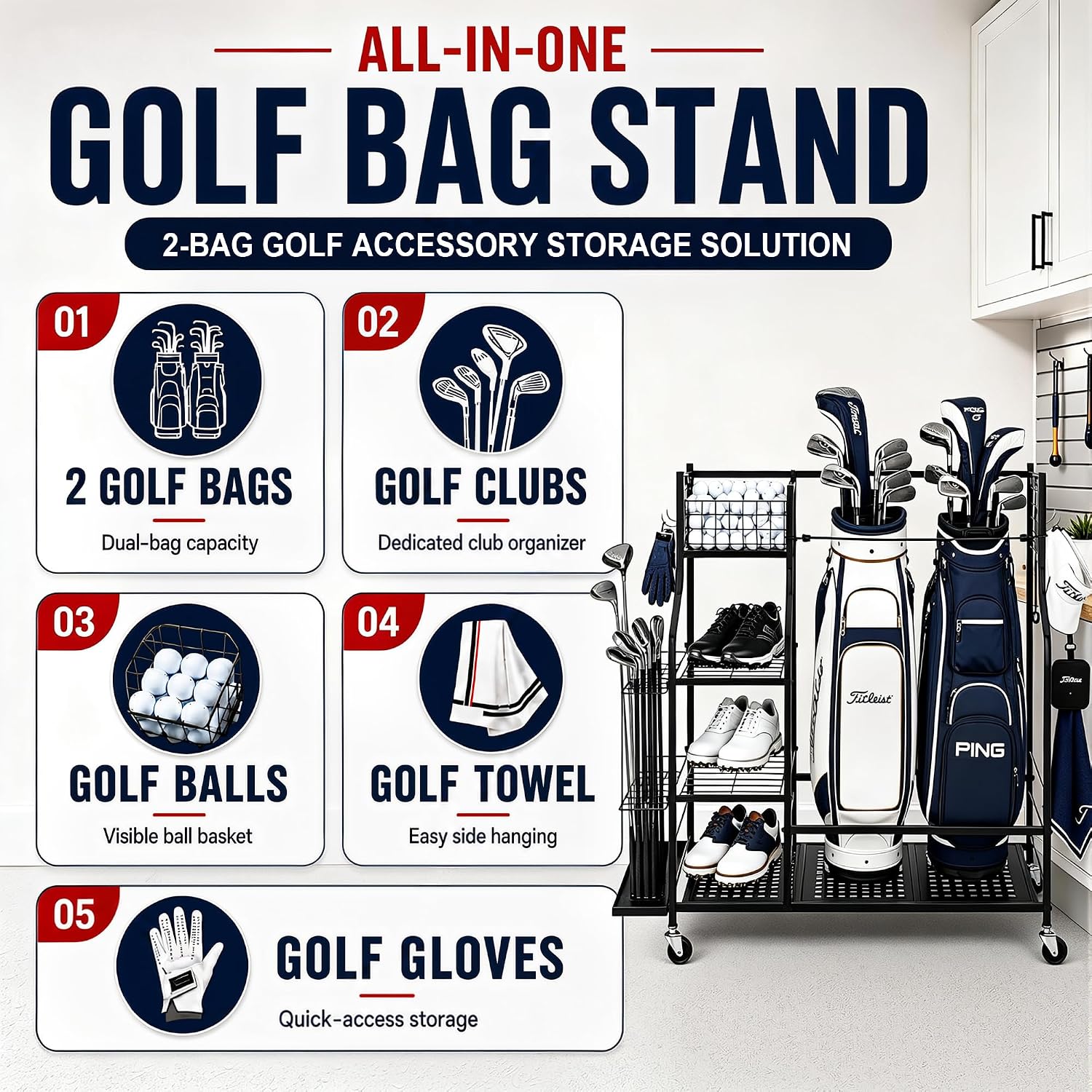 Heavy Duty Golf Bag Storage Ra - Golf Equipment Garage Storage review and price