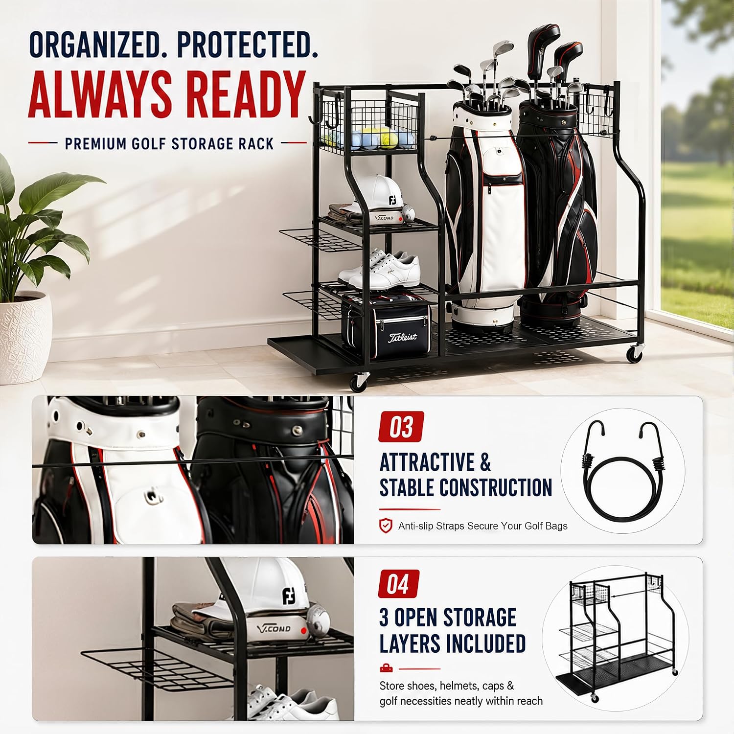 Heavy Duty Golf Bag Storage Ra - Golf Equipment Garage Storage review and price