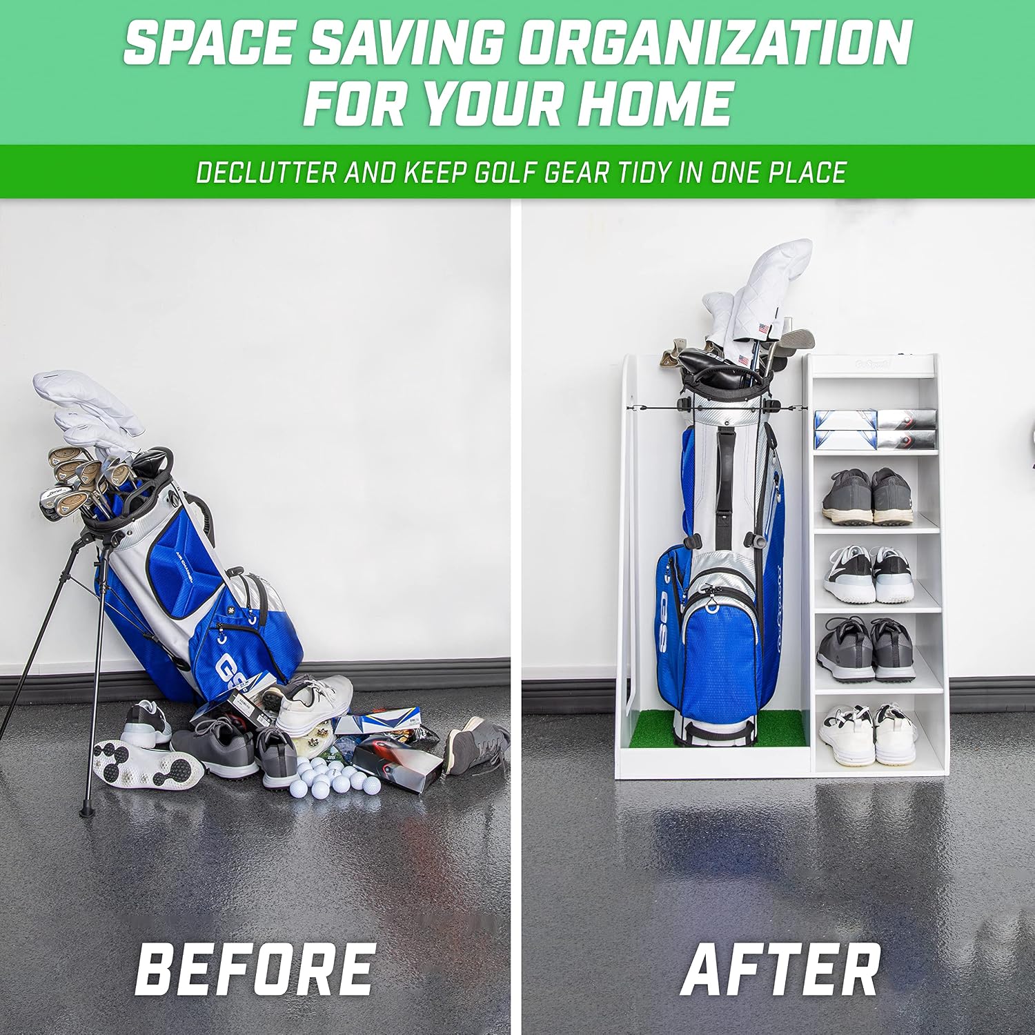 Premium Wooden Golf Bag Storag - Golf Equipment Garage Storage review and price
