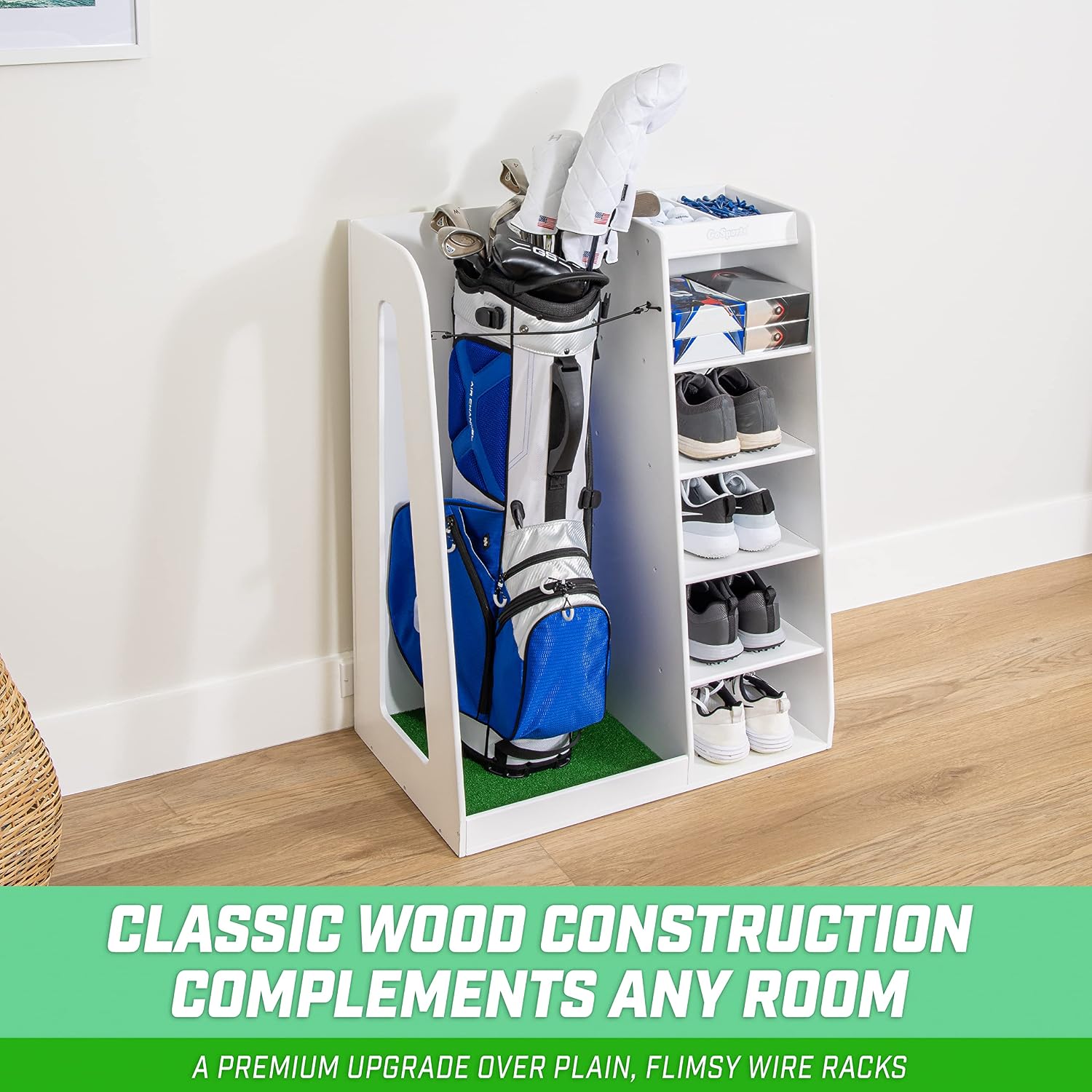 Premium Wooden Golf Bag Storag - Golf Equipment Garage Storage review and price