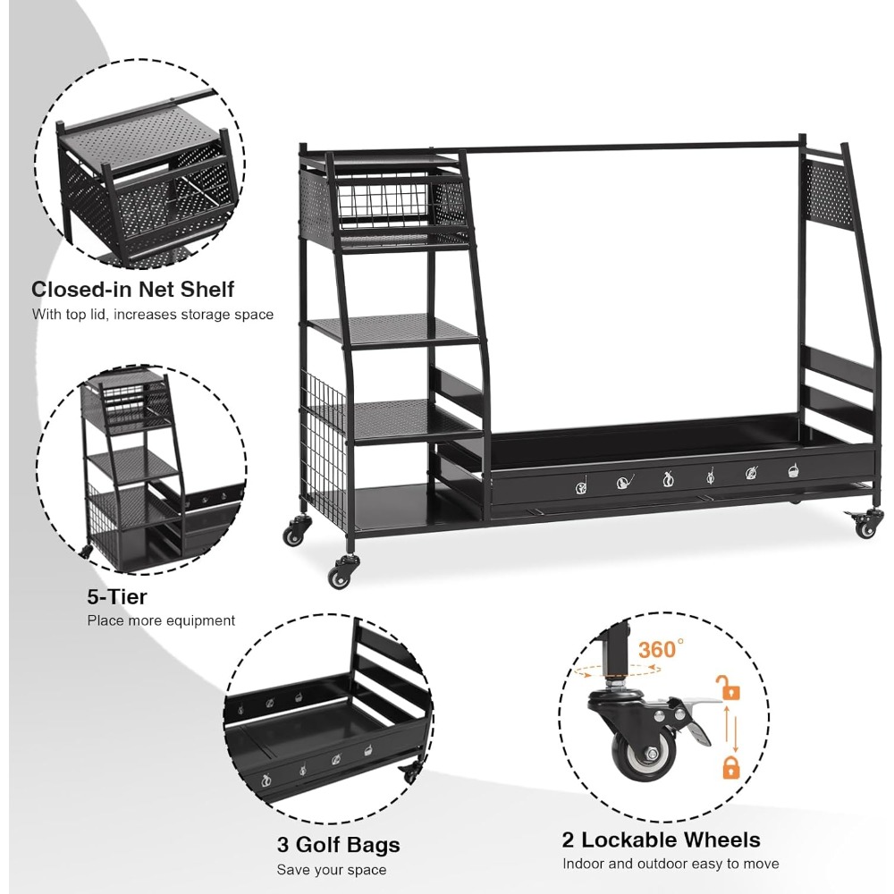 Golf Bag Storage Rack Stand Ho - Golf Equipment Garage Storage review and price