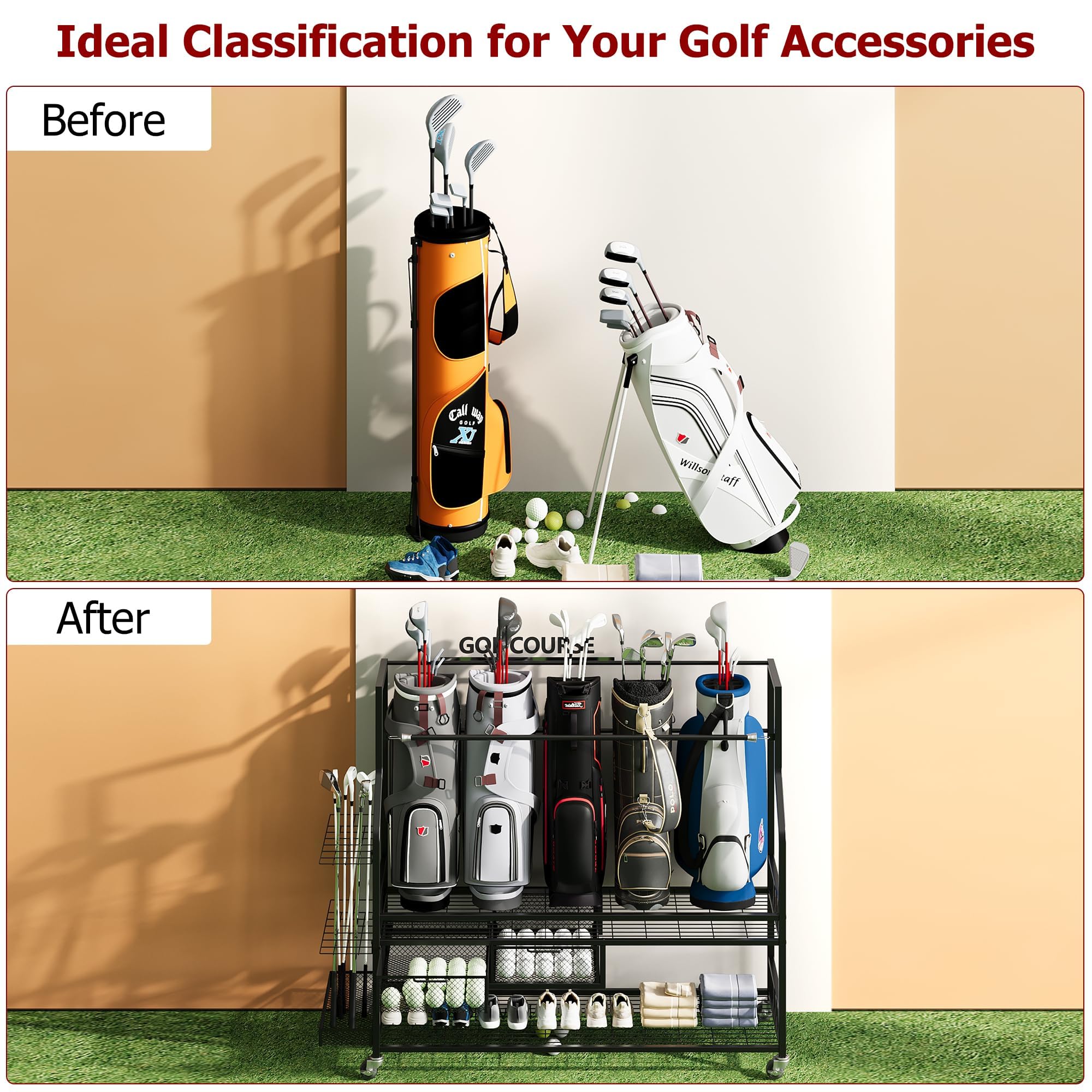Golf Bag Storage Organizer for - Golf Equipment Garage Storage review and price