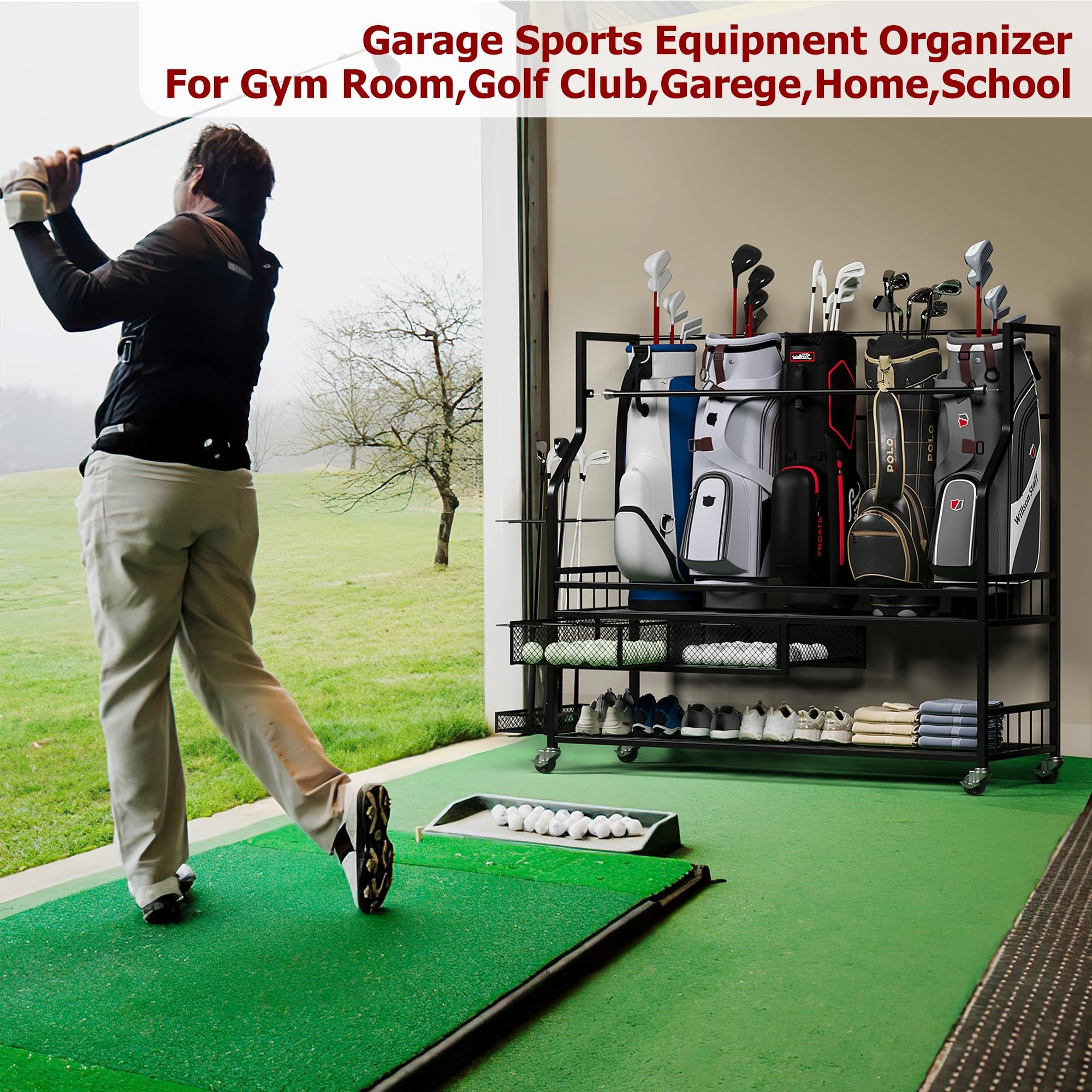 Golf Bag Storage Organizer for - Golf Equipment Garage Storage review and price